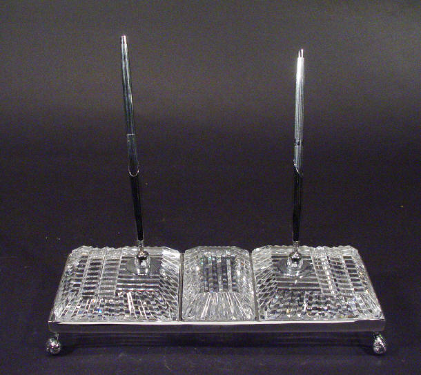 Appraisal: Waterford crystal desk stand in a silver plated mount cm