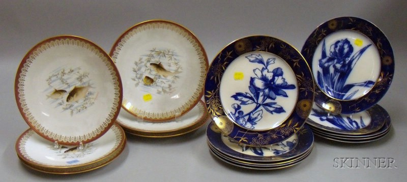 Appraisal: Six Limoges Transfer Decorated Fish Plates and Ten Royal Doulton