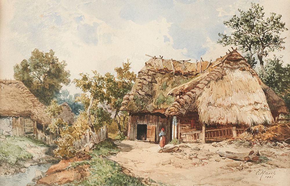 Appraisal: Carl Hasch Village Scene Watercolor Carl Hasch Austrian - Watercolor