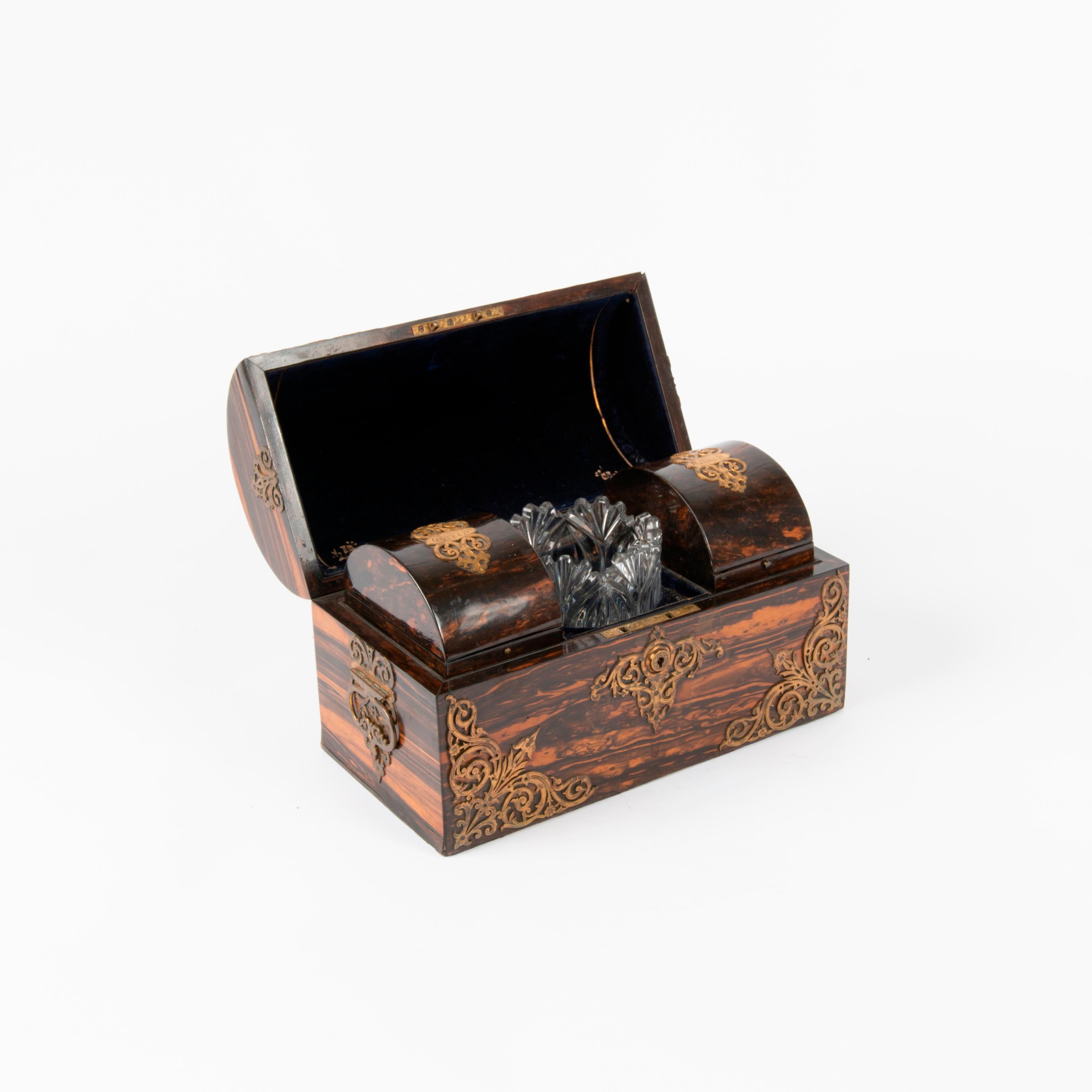 Appraisal: TH C CALAMANDER WOOD TEA CADDY BY BRAMAHS LONDON A