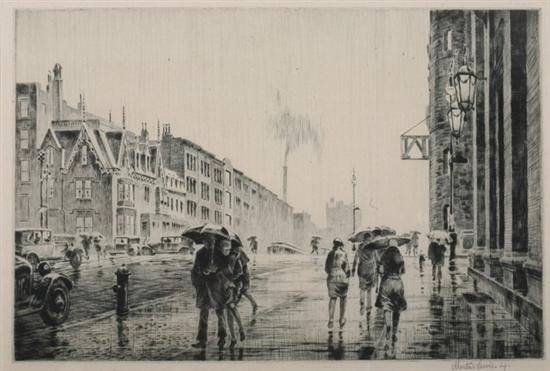 Appraisal: MARTIN LEWIS American - RAIN ON MURRAY HILL signed in