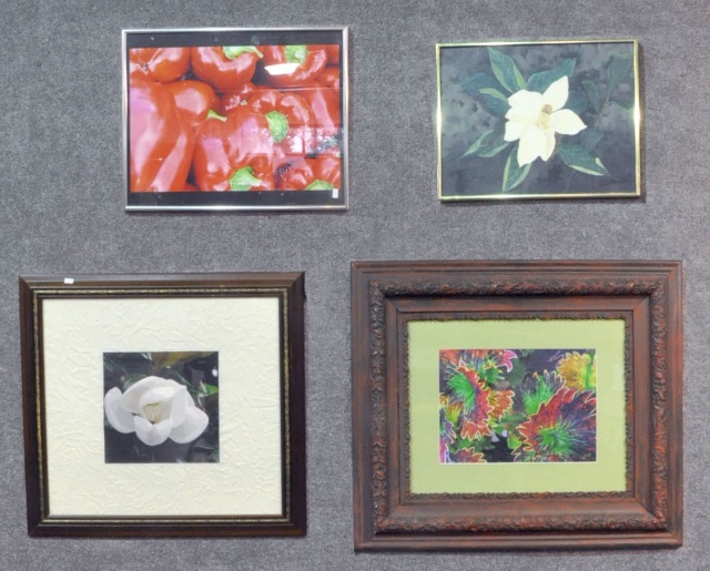 Appraisal: Group of Four Framed Photo PrintsThree of flowers each signed