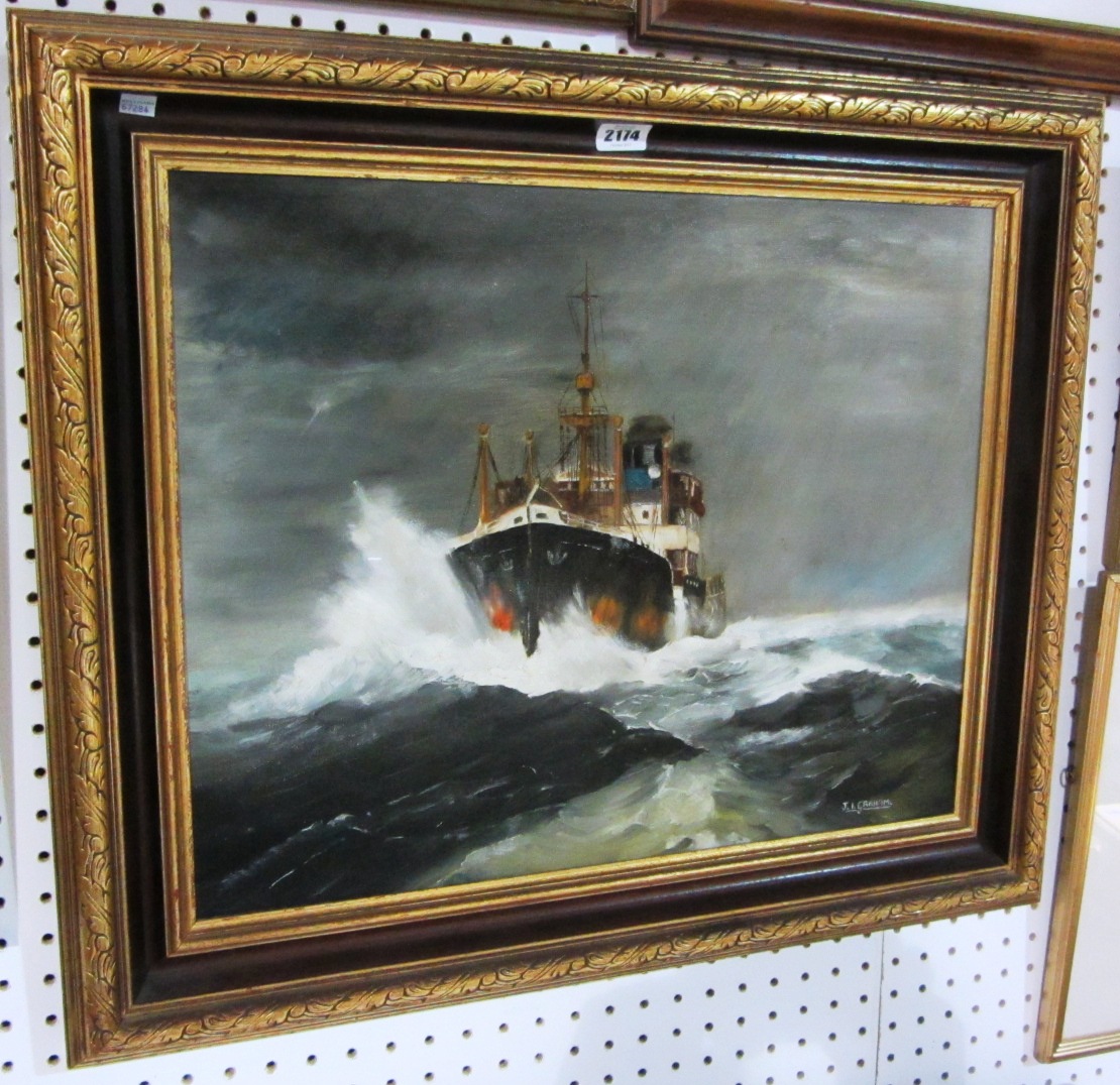 Appraisal: J I Graham th century Fishing boat at sea oil