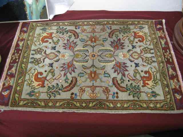 Appraisal: Tabriz Persian Handmade Mat stylized floral on gray field '