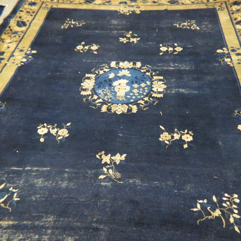 Appraisal: Chinese Art Deco Room Size Rug handmade florals Chinese objects