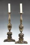 Appraisal: CANDLE STICKS - Pair of bronze pricket candle sticks mounted