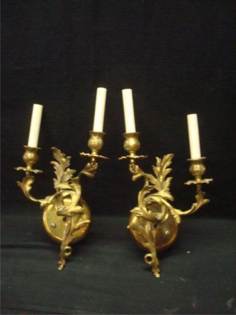 Appraisal: Pair of Brass Sconces From a Mt Vernon NY home