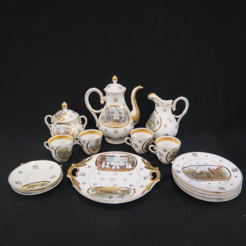 Appraisal: Karlsbad China Dessert Service includes coffeepot spout repair creamer sugar