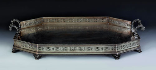 Appraisal: Massive Sheffield sterling silver tray - bearing the maker's mark