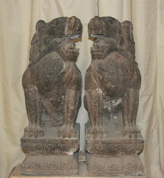 Appraisal: LARGE PAIR OF CHINESE STONE FIGURES OF FU LIONS Each