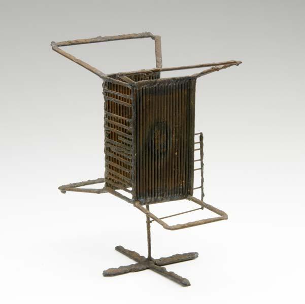 Appraisal: STYLE OF HARRY BERTOIA Welded steel sculpture with pewter enameled