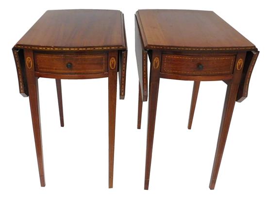 Appraisal: Pair of Pembroke dropleaf tables mahogany with inlay oblong top