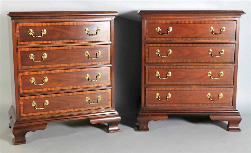 Appraisal: PAIR OF COUNCILL CHIPPENDALE STYLE BACHELORS' CHESTS rectangular top with