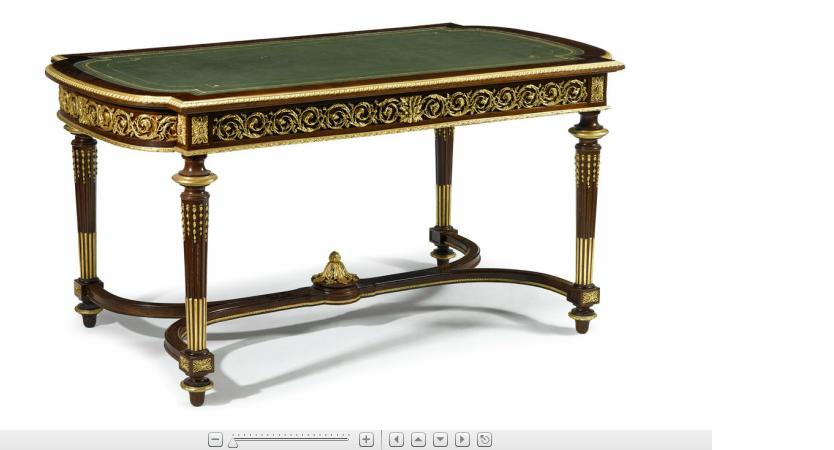 Appraisal: Louis XVI style gilt metal mounted mahogany bureau plat late