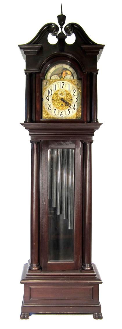 Appraisal: Mahogany tubular chime tall case clock early th century