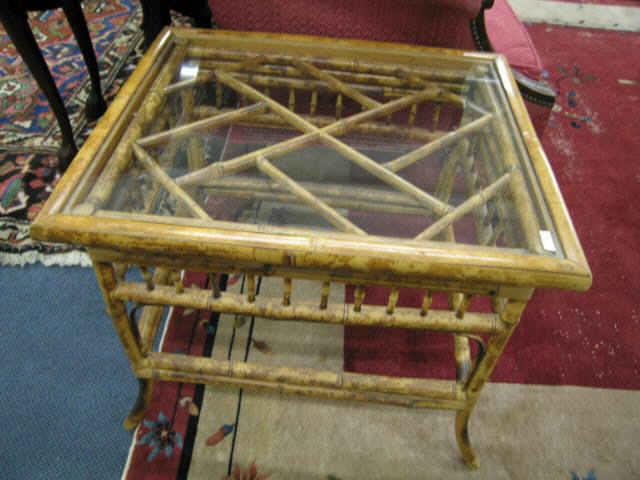 Appraisal: Bamboo Side Table glass top x