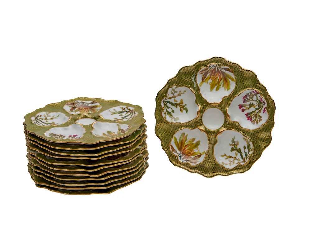 Appraisal: Set of Twelve LIMOGES Oyster Plates Ovington Brothers Set of