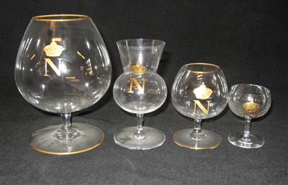 Appraisal: Partial suite of Baccarat crystal stemware With Napoleonic gilt crowned