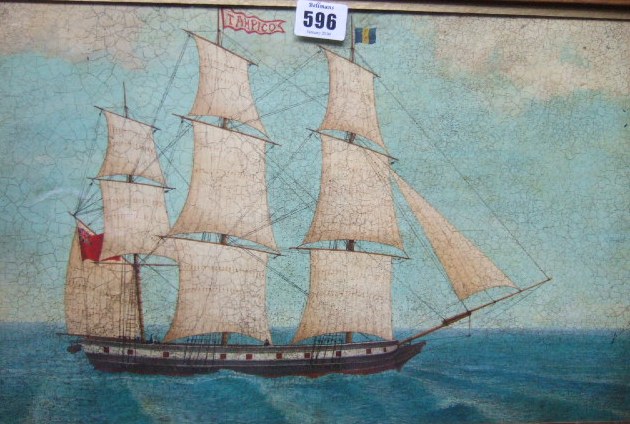 Appraisal: English School th century Lord Melville's ship 'Tampico' oil on