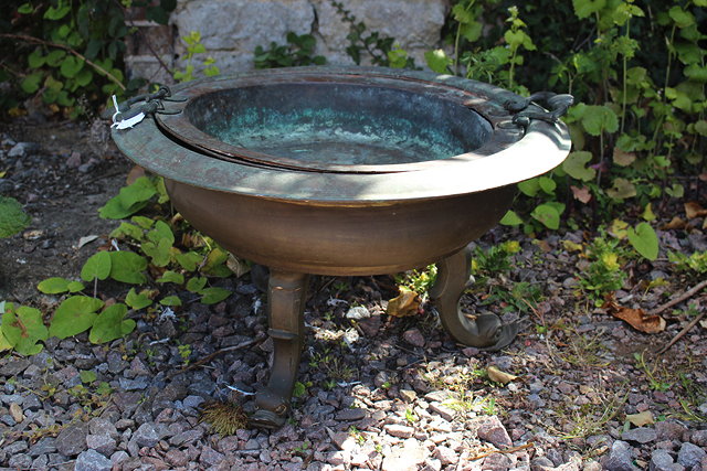 Appraisal: A BRASS CIRCULAR BRAZIER WITH INSET DISH with handles and