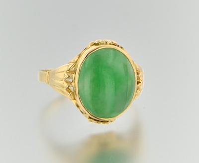 Appraisal: A Ladies' Gold and Jadeite Ring k yellow gold ring