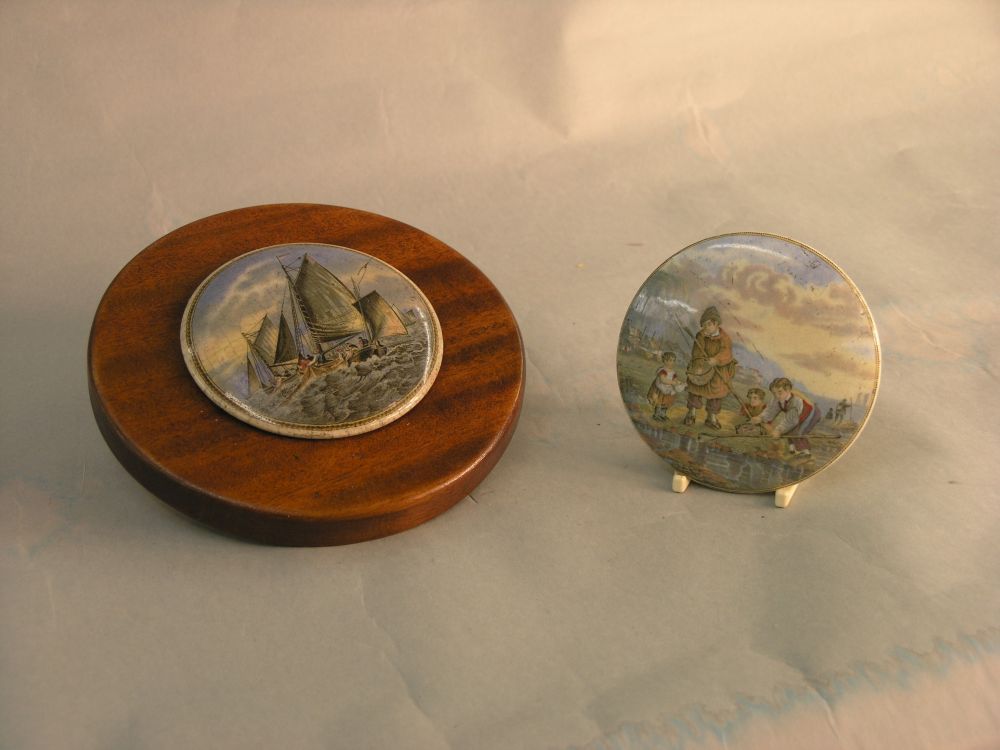 Appraisal: Two Victorian pot lids one a Pegwell Bay fishing scene