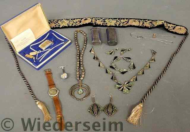 Appraisal: Group of jewelry and accessories to include Mexican silver and