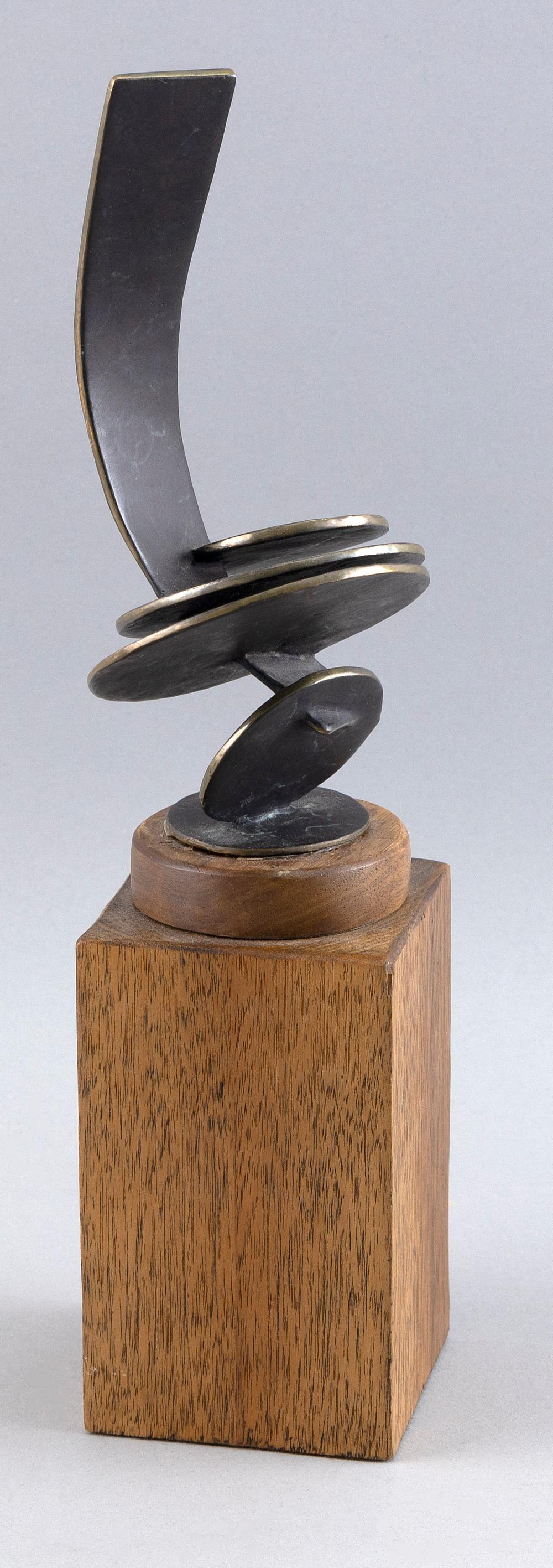 Appraisal: ABSTRACT BRONZE SCULPTURE LATE TH CENTURY SCULPTURE HEIGHT BASE HEIGHT