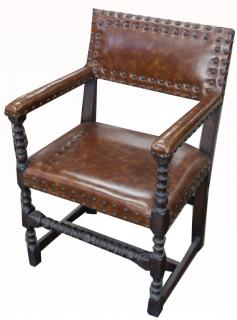 Appraisal: th C Turned Jacobean Style Oak Arm Chair th C