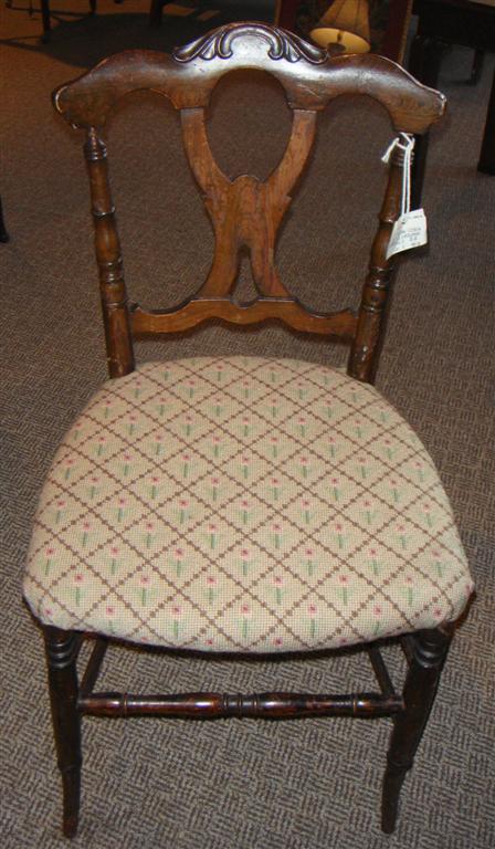 Appraisal: VICTORIAN CARVED SIDE CHAIR WITH NEEDLEPOINT SEAT h w d