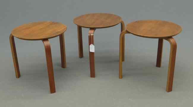 Appraisal: Set of three Mid Century nesting tables marked underside ''Made