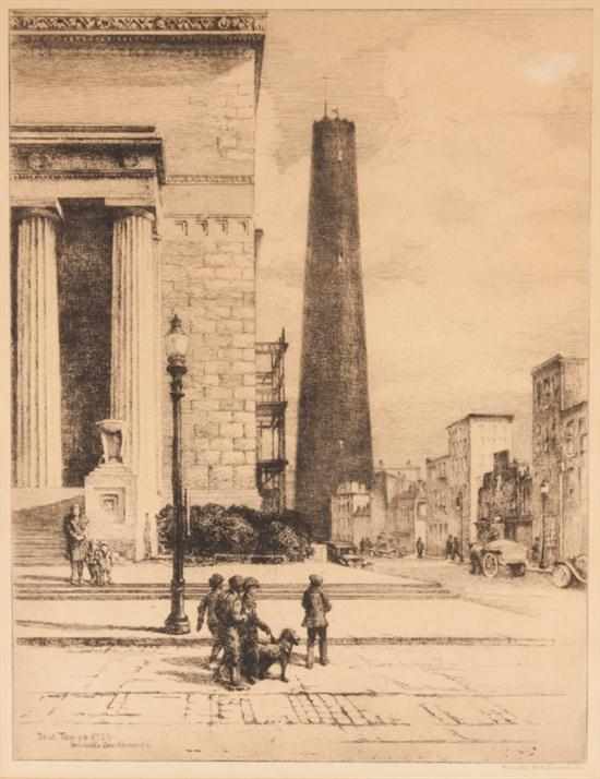 Appraisal: Gabrielle DeVaux Clements American - ''Shot Tower '' etching signed