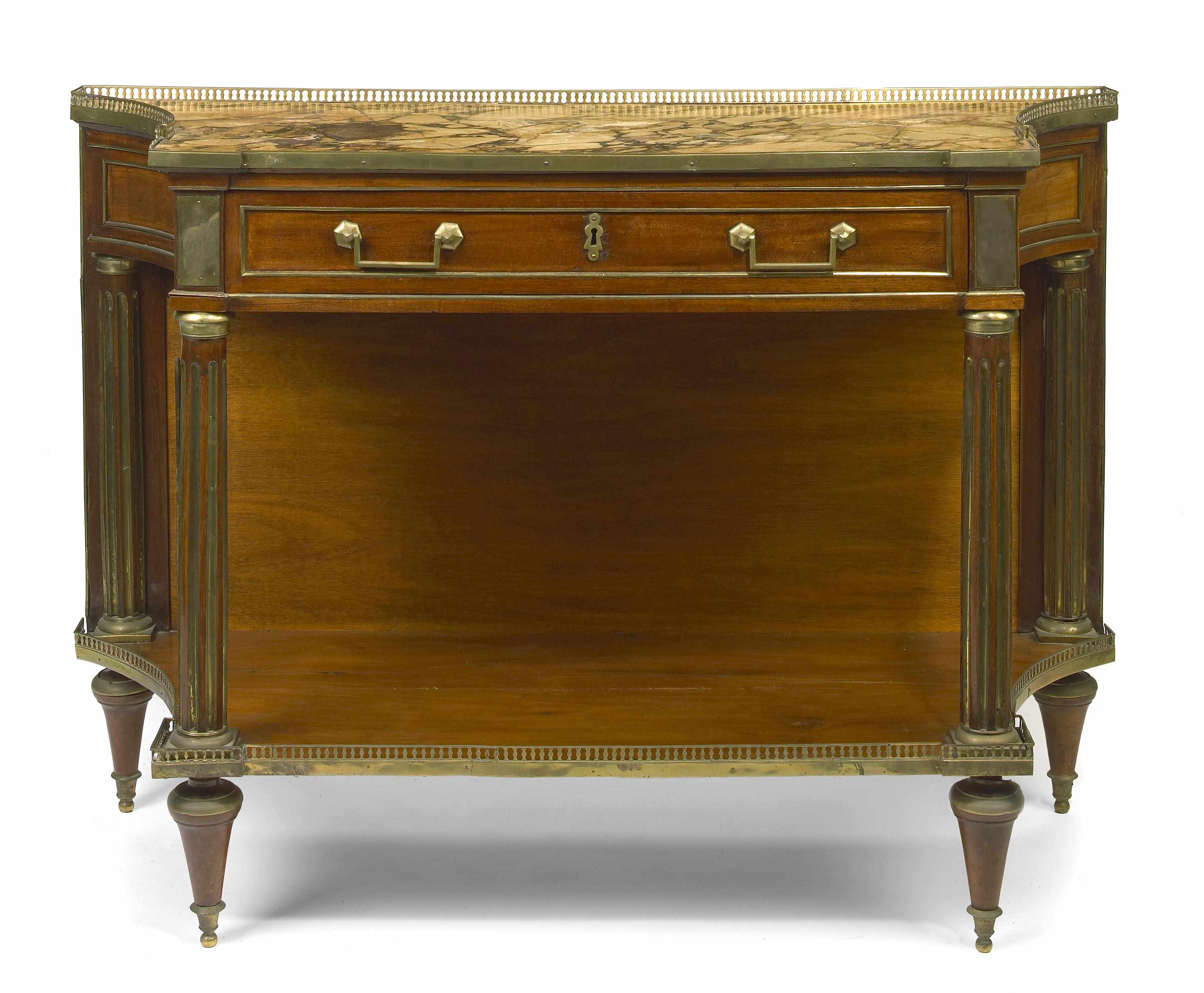 Appraisal: A Louis XVI gilt metal mounted mahogany console desserte fourth