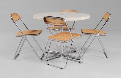 Appraisal: Castelli Aluminum Table Chairs Italian circa s cast aluminum and