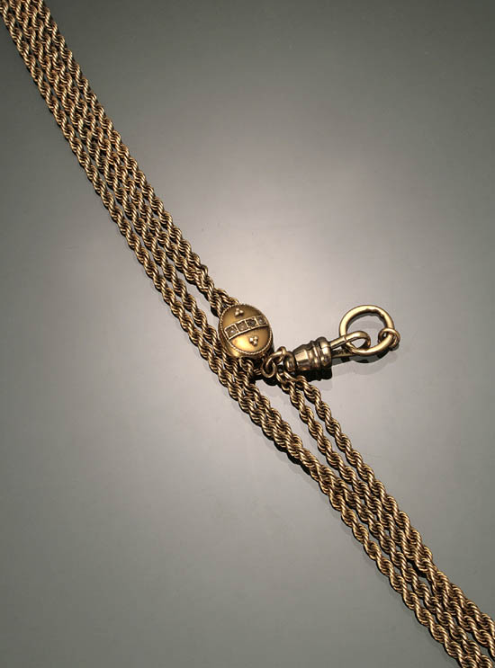 Appraisal: Victorian -Karat Yellow-Gold Watch Chain with Slide Late th Century