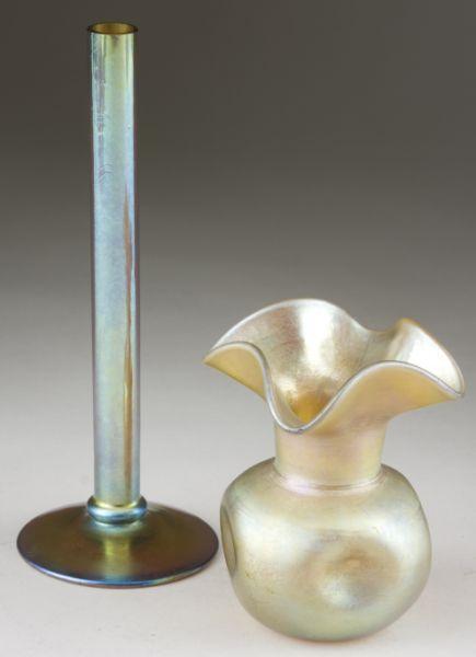 Appraisal: Two Pieces of Steuben Aurene Art Glass both iridescent gold