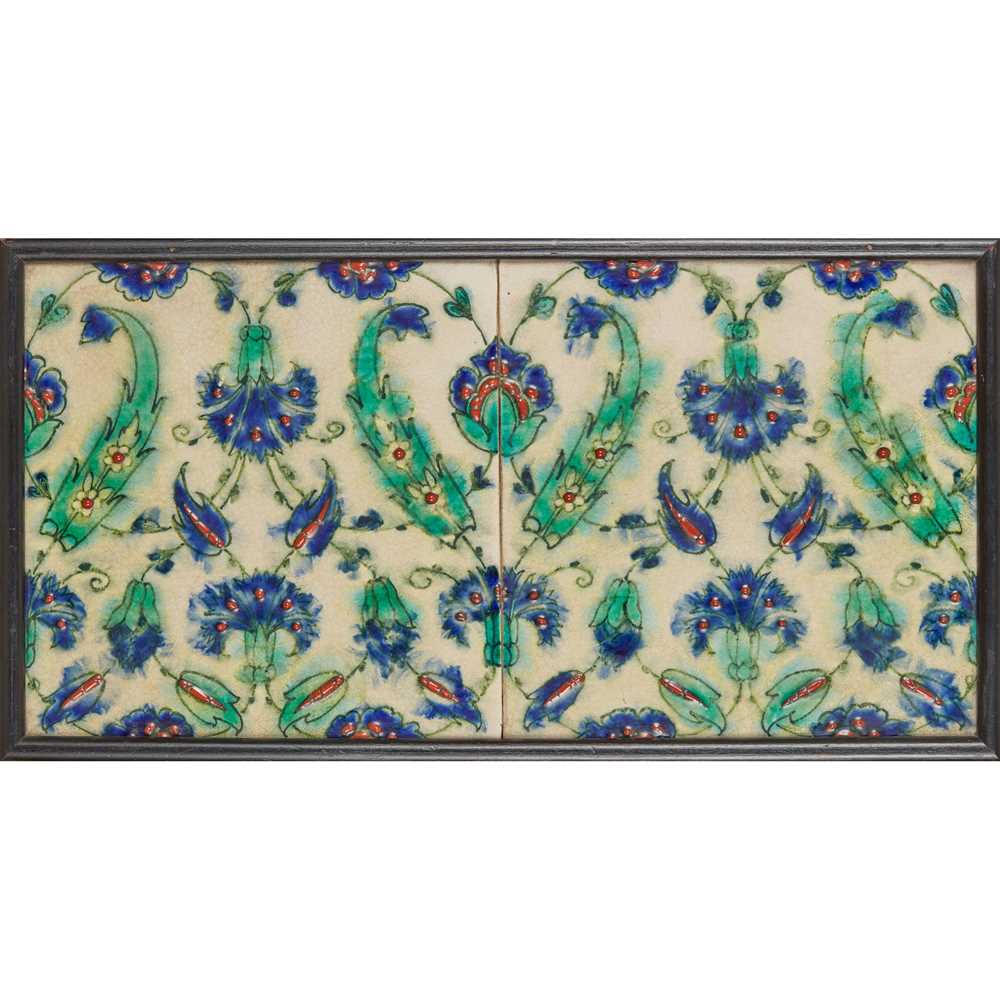 Appraisal: PILKINGTON S TILE POTTERY CO 'PERSIAN' TWO-TILE PANEL CIRCA glazed