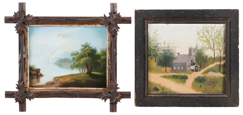 Appraisal: TWO SMALL PAINTINGS TH CENTURYTWO SMALL PAINTINGS th Century Hudson