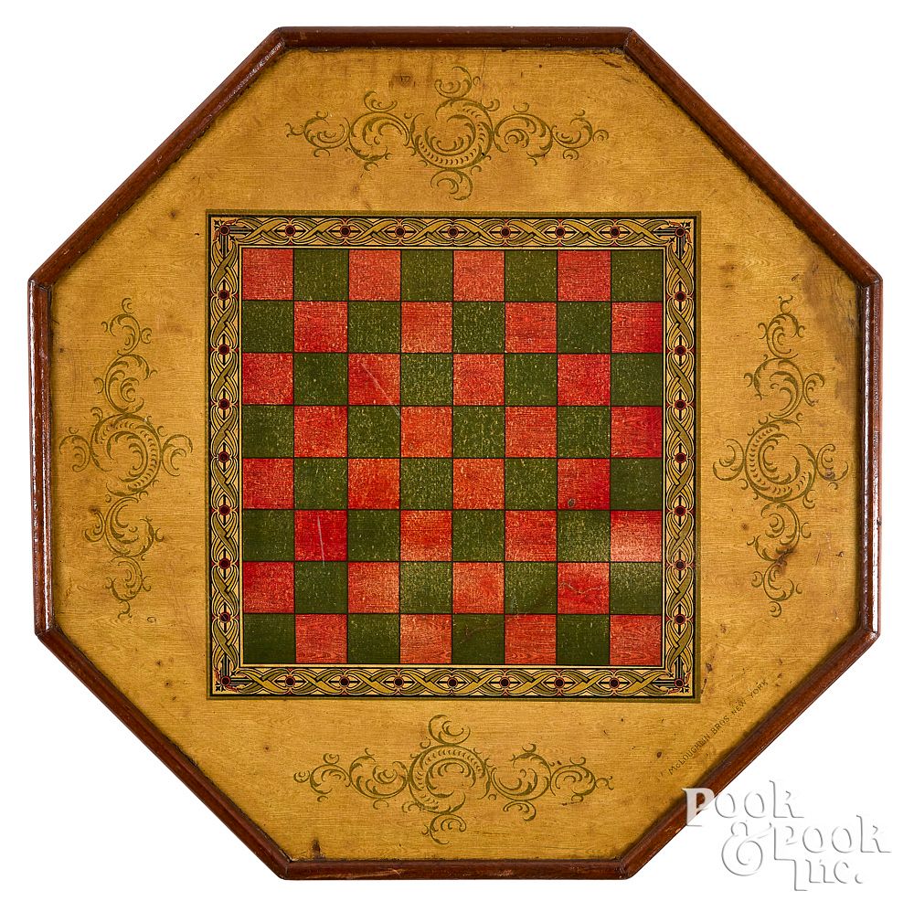 Appraisal: McLoughlin Bros Octagonal Game Board ca McLoughlin Bros Octagonal Game