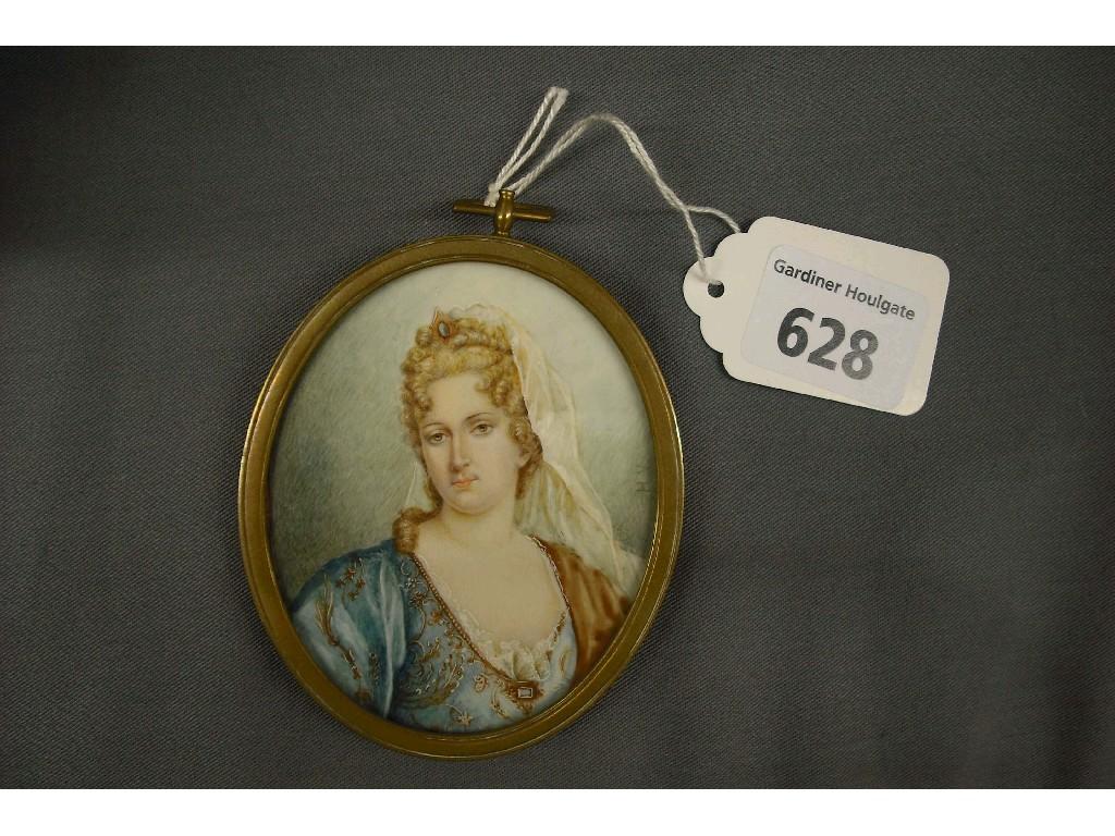 Appraisal: th century Miniature School - oval portrait of a blonde