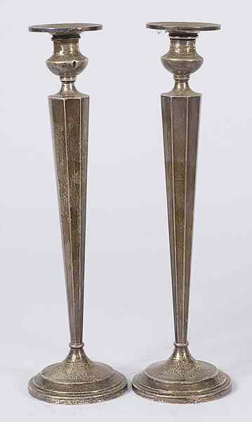 Appraisal: Sterling Weighted Candlesticks American a pair of sterling weighted candlesticks