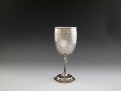 Appraisal: A late- th century Indian silver goblet unmarked urn shaped