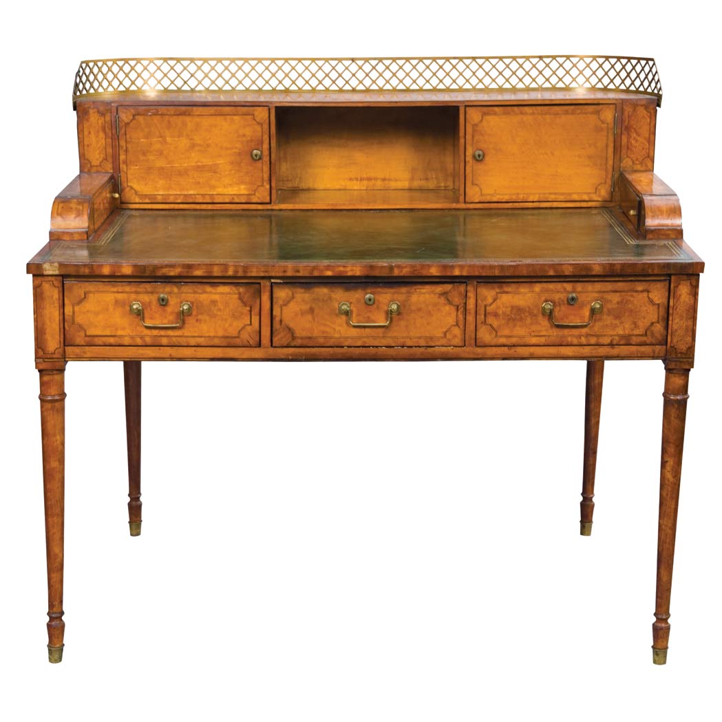 Appraisal: George III Line Inlaid Satinwood Carlton House Desk Circa The