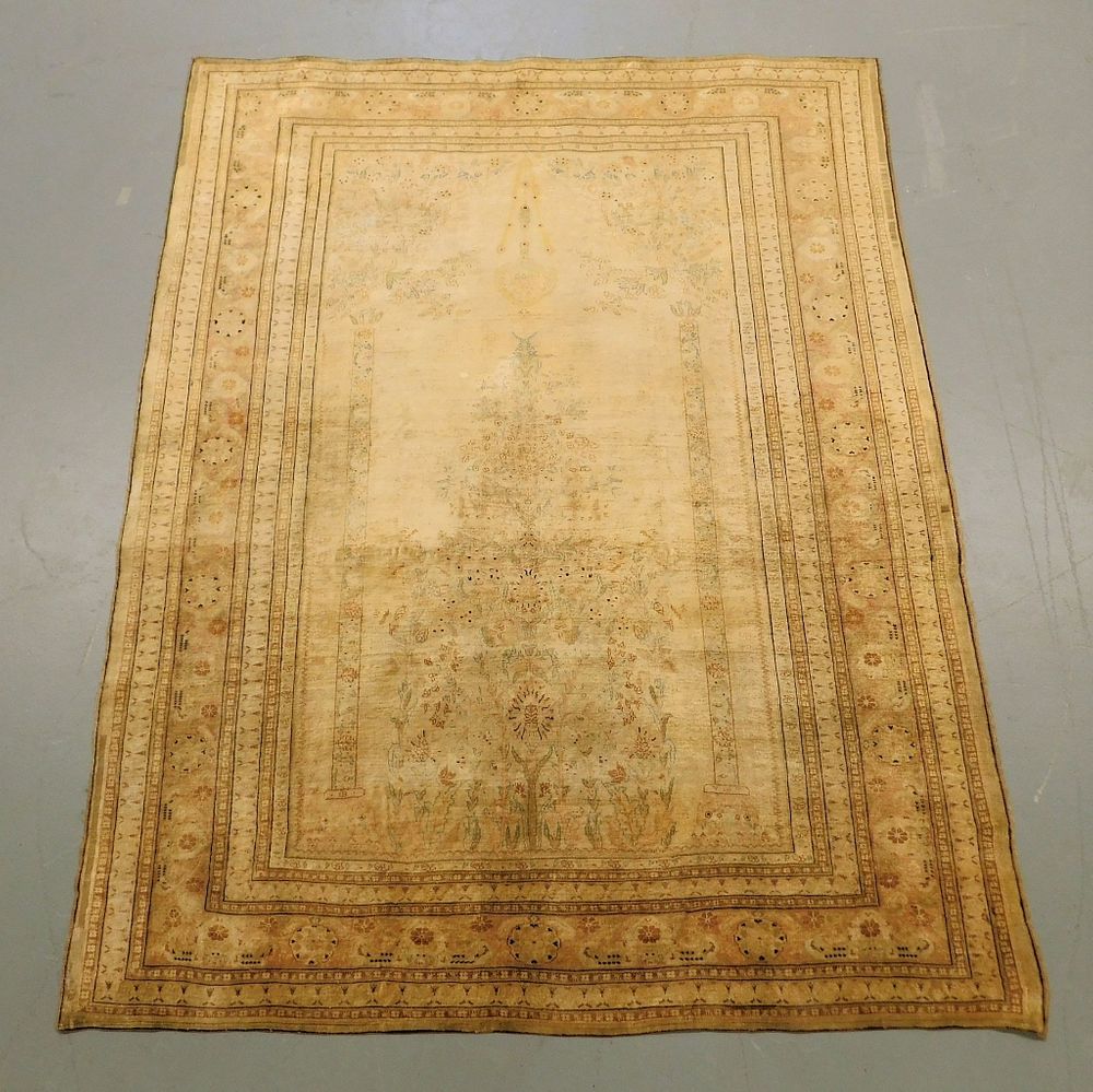 Appraisal: Antique Silk Tabriz Prayer Rug Middle East Circa Delicate flower