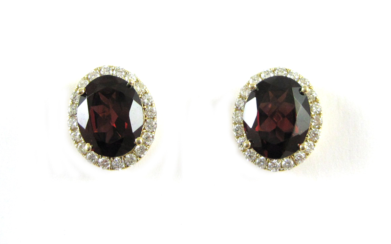 Appraisal: PAIR OF RHODOLITE GARNET AND DIAMOND EARRINGS each k yellow