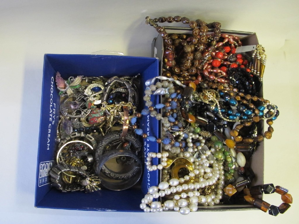 Appraisal: Lot comprising two boxes of costume jewellery