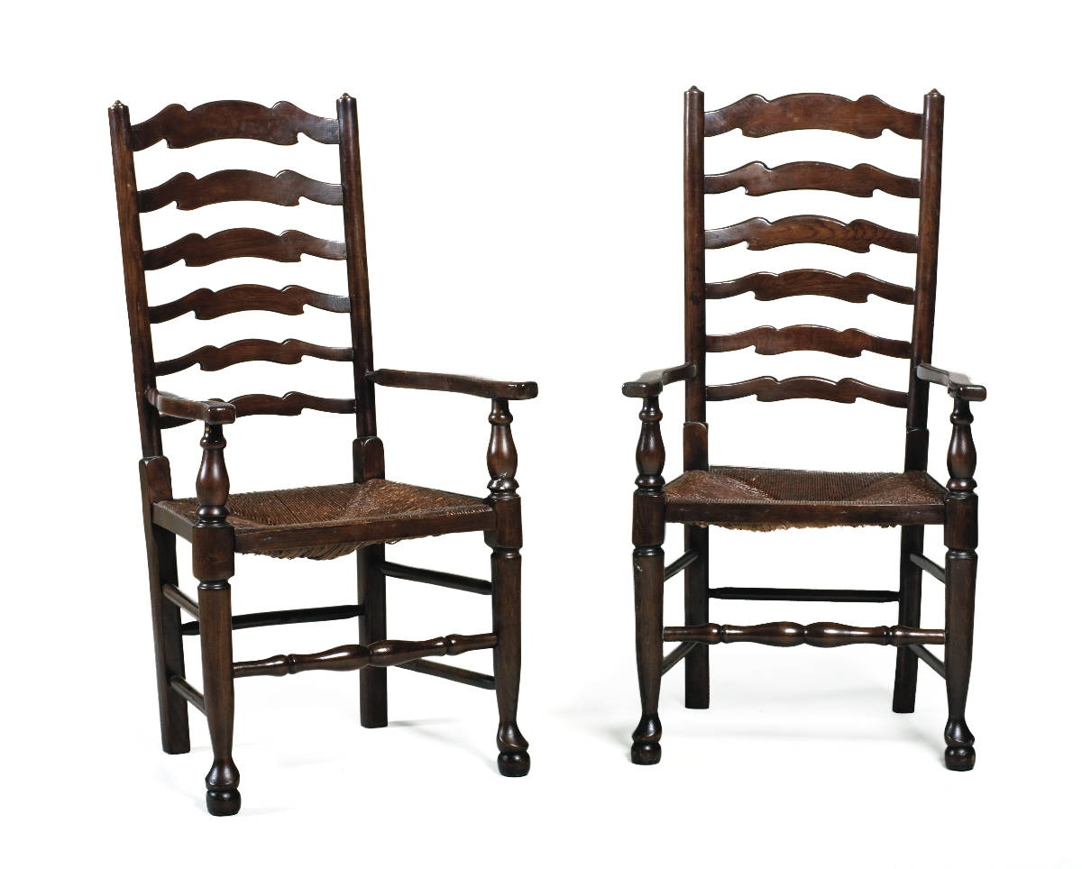 Appraisal: SET OF EIGHT ENGLISH YORKSHIRE STYLE STAINED HARDWOOD CHAIRS WITH