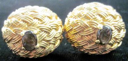 Appraisal: Gentleman's karat yellow gold cufflinks Lucien PiccardDome form featuring basket