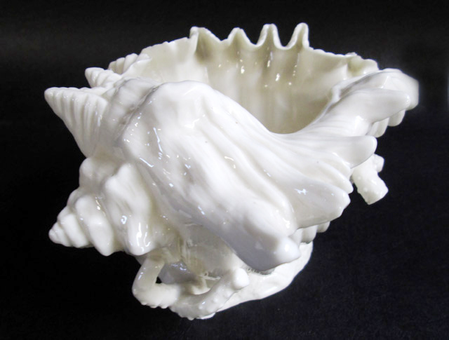 Appraisal: BELLEEK PARIAN PORCELAIN SUGAR CONCH SHELL st black mark -