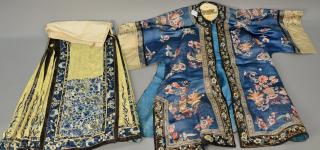 Appraisal: Chinese silk embroidered robe along with Chinese silk embroidered wedding